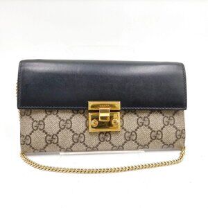 Authentic Gucci Padlock Chain Wallet Brown PVC mn494-112925
